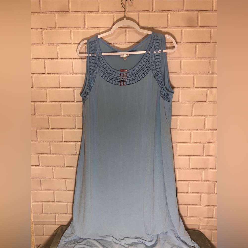VIP KNITS by Avenue sleeveless long night gown woman's size 18/20 light blue